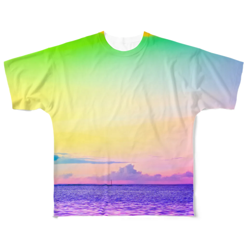 NEON LIGHT STARSのブドウメローイエロー All-Over Print T-Shirt
