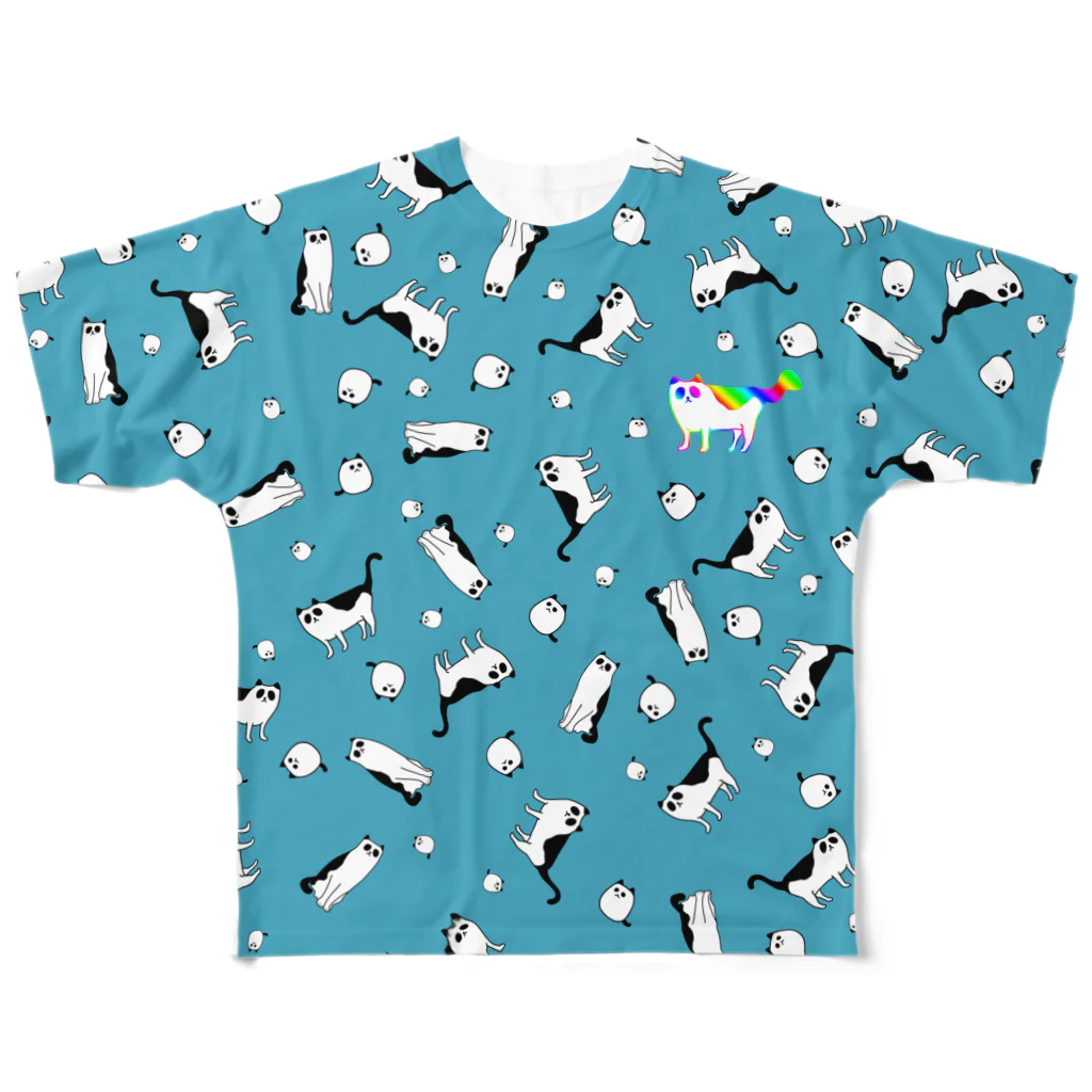 FAULHEITのSSRレインボーパンダネコ All-Over Print T-Shirt