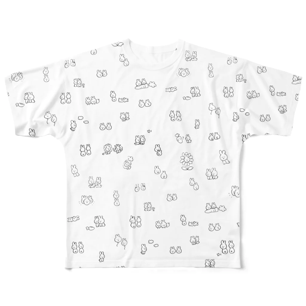 しっぽころびの山盛りのうさぎ All-Over Print T-Shirt