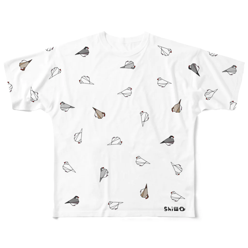 jm_corporationの折り紙風文鳥 All-Over Print T-Shirt