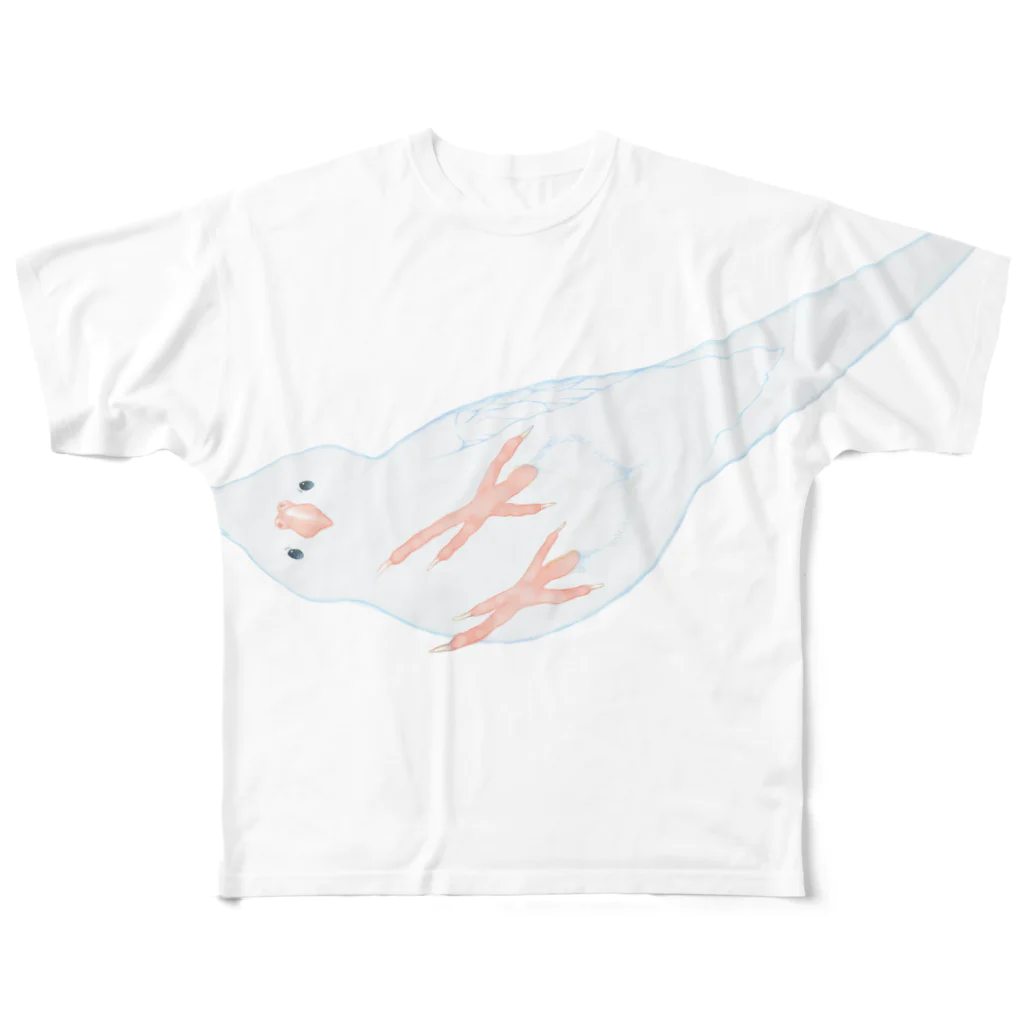 オカメインコ定点観測の下からオカメインコ　ホワイトフェイスルチノー All-Over Print T-Shirt