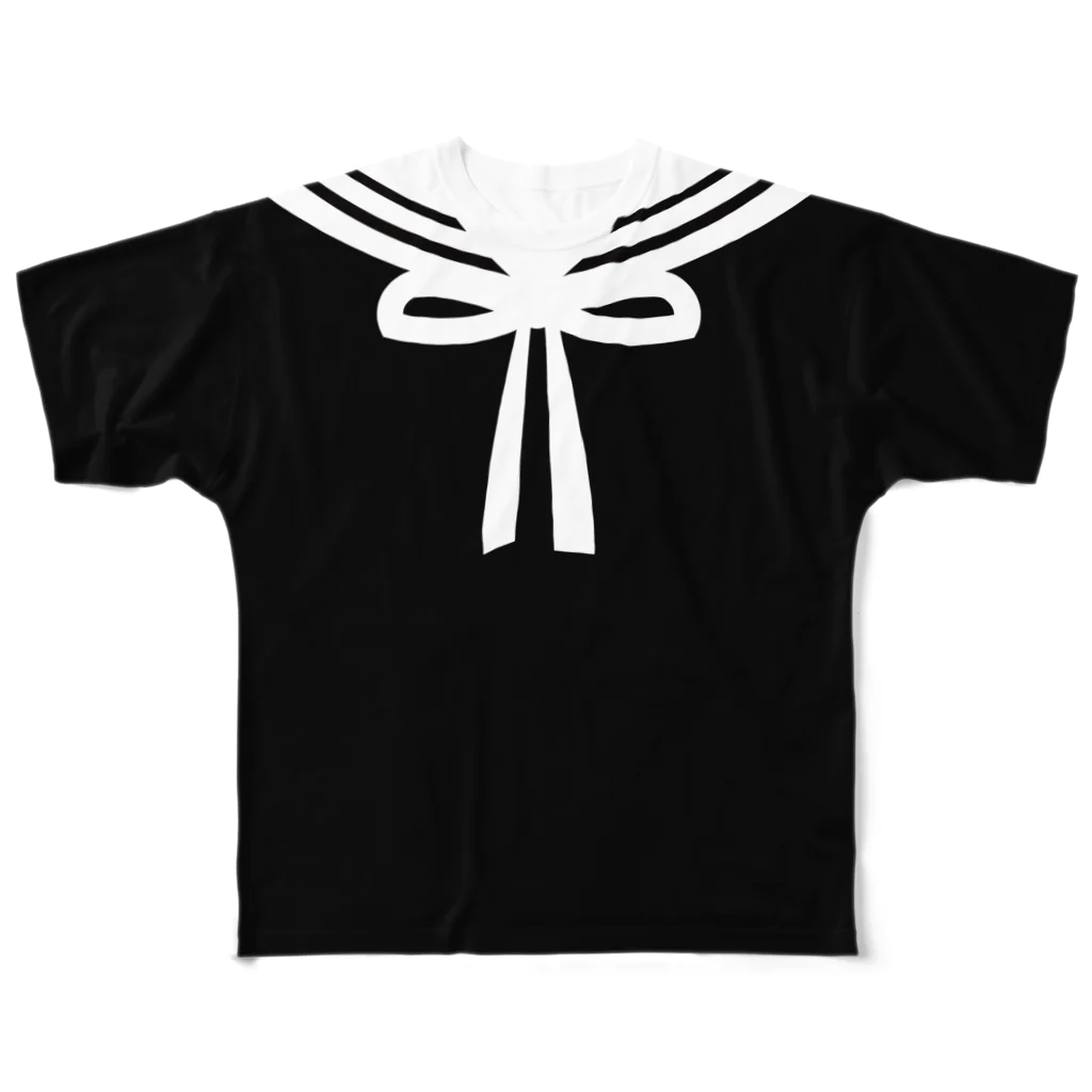 KittenCollar@仔猫の首輪の黒猫タイプ別セーラープリント All-Over Print T-Shirt