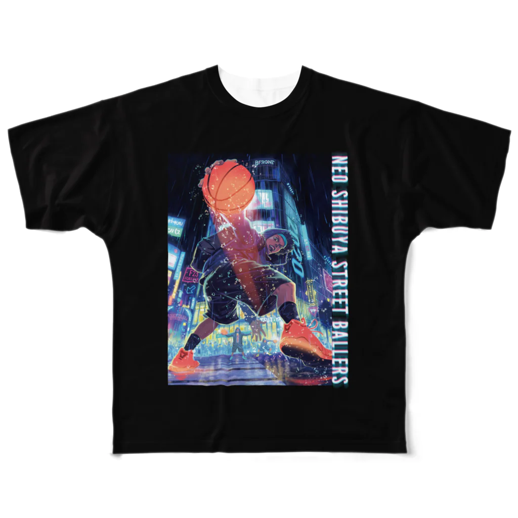 新波 歩/ARSWALKERのNEO SHIBUYA STREET BALLERS【スポーツ兼用】 All-Over Print T-Shirt