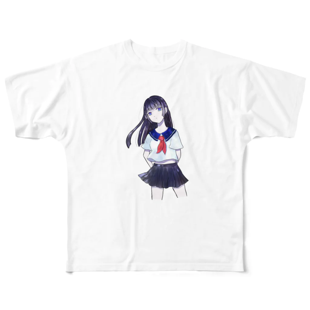 すらいむショップの夏っぽい女の子 フルグラフィックTシャツ