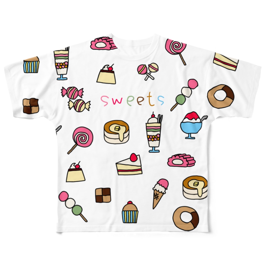 お菓子イラストsweets 麦畑 Mugibatake のフルグラフィックtシャツ通販 Suzuri スズリ