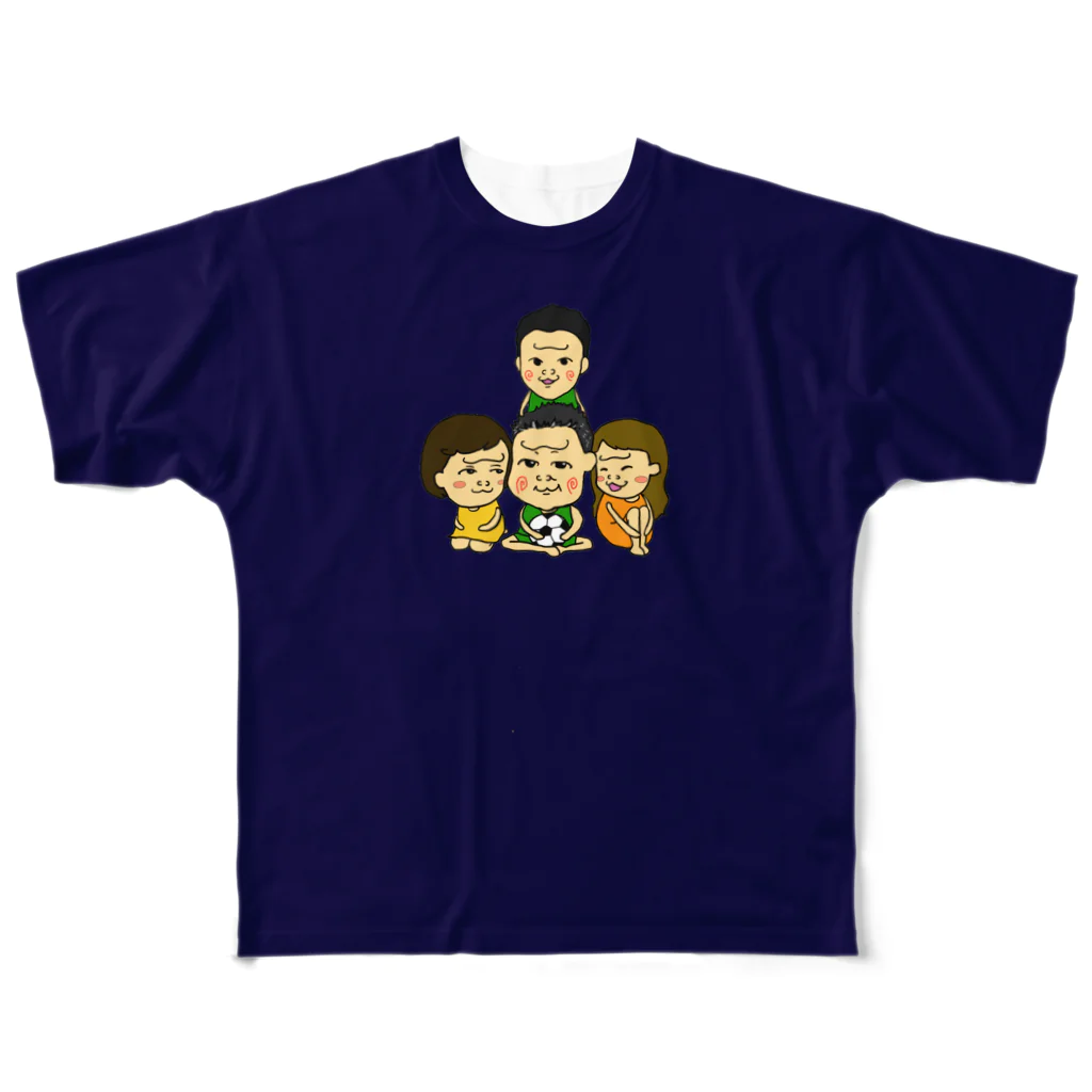 HappyGorillaの紺-1 フルグラフィックTシャツ