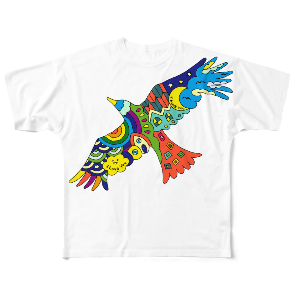 KANAT  LAMHITAの虹色の飛ぶ鳥 All-Over Print T-Shirt