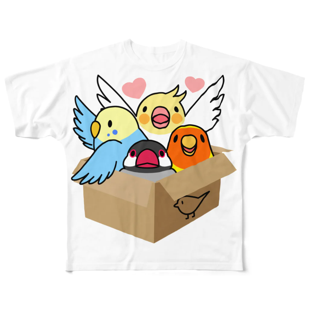 まめるりはことりの拾ってくださいインコ【まめるりはことり】 All-Over Print T-Shirt