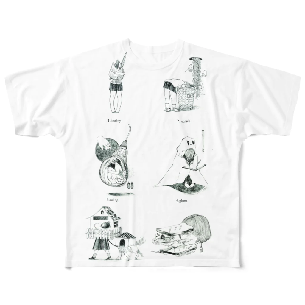 タカウチ ミユウのpencil drawings All-Over Print T-Shirt