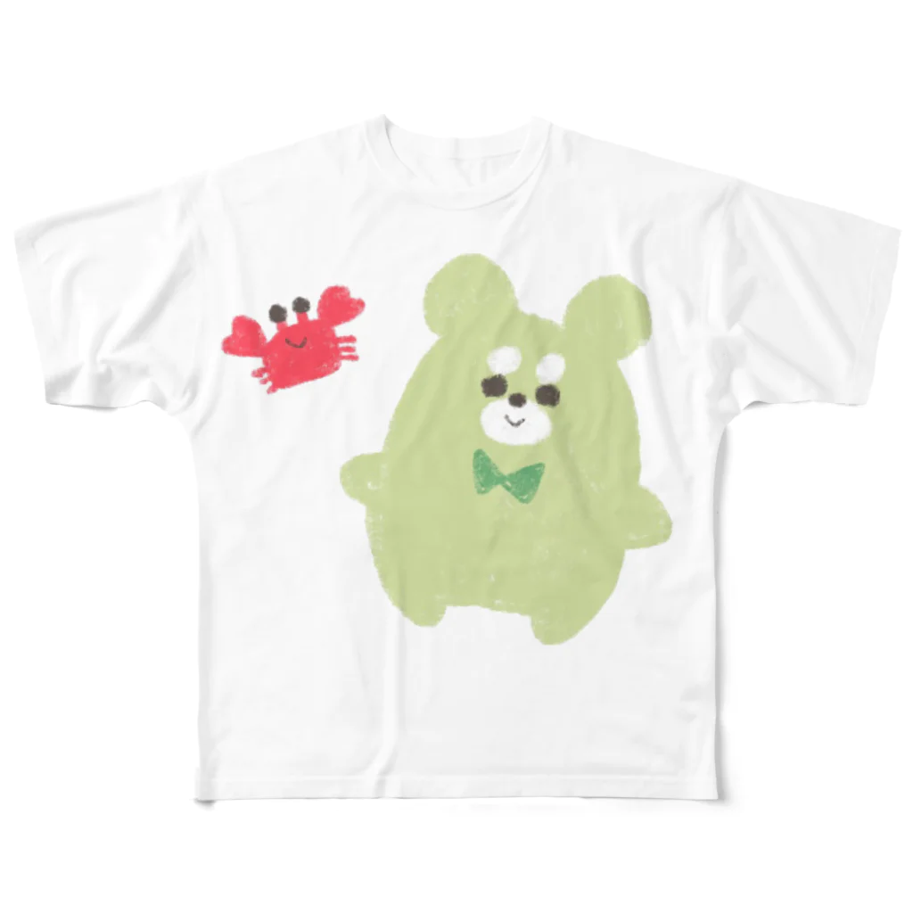 よもぎのくままろくんとカニ All-Over Print T-Shirt