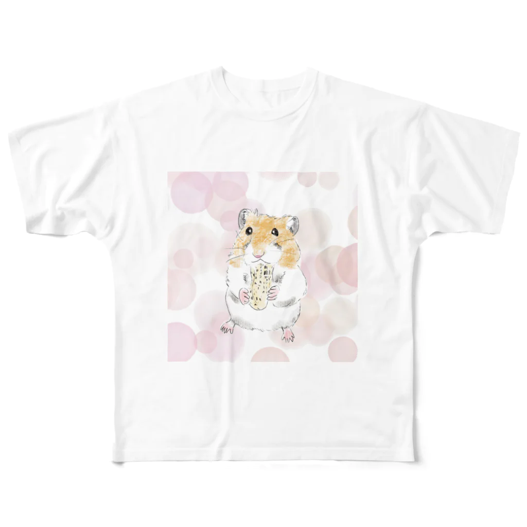 acoustic artのピーナッツをほおばるゴールデンハムスターちゃん All-Over Print T-Shirt