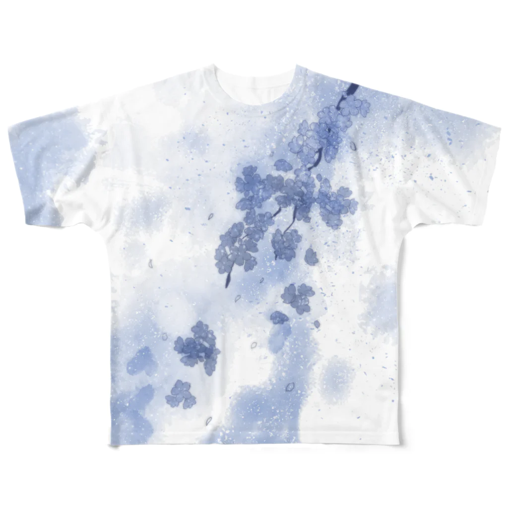 桜居春斗の彼岸の青鈍(桜) All-Over Print T-Shirt