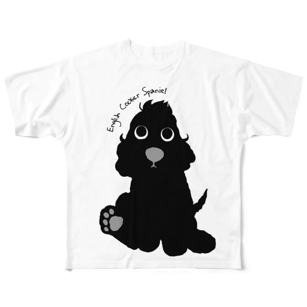 ごまいちのパピコッカー【ブラック】 フルグラフィックTシャツ