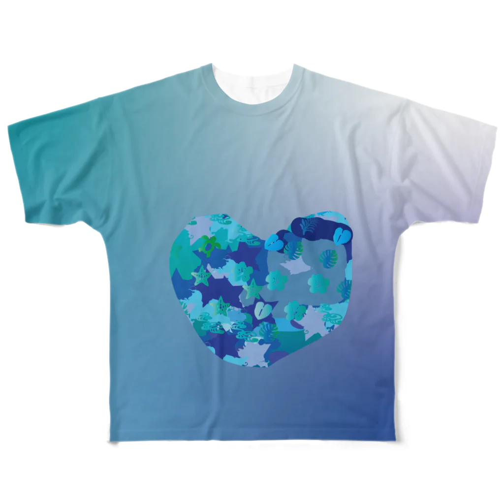 ハロー! オキナワの海の中の青や藍 All-Over Print T-Shirt