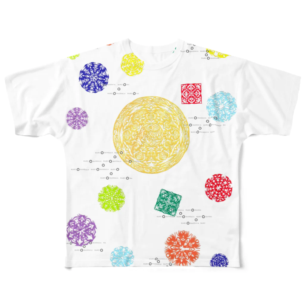 Maru ⭕ MandalaのMaru ⭕ Mandala 花雲流 フルグラフィックTシャツ