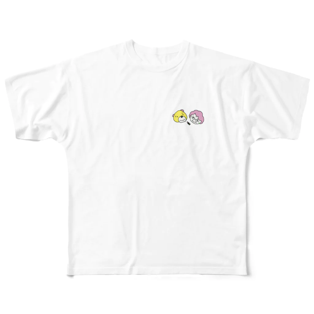 モチャフのおばあちゃんとクマ フルグラフィックTシャツ