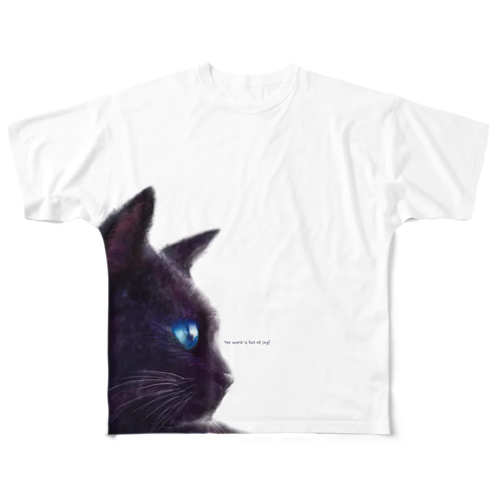 お天気ふたご＊にじいろKaoのsorairoねこ（joyfull) フルグラフィックTシャツ