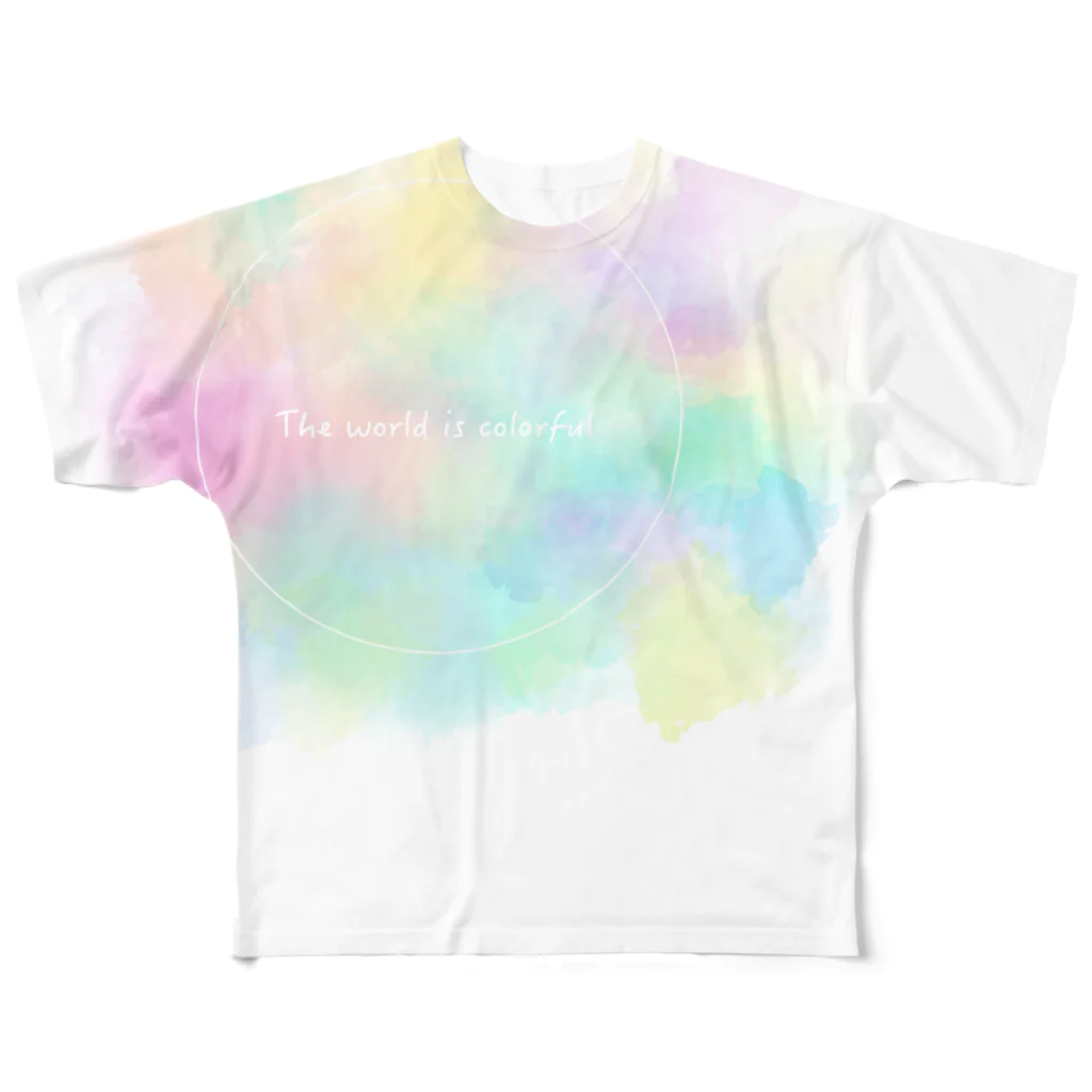 お天気ふたご＊にじいろKaoのnanairo（円）フルグラフィック All-Over Print T-Shirt