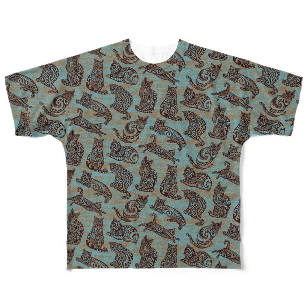 ANANI UKULELEのTahitian Tribal Cat All-Over Print T-Shirt