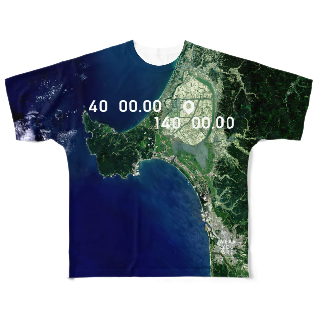 WEAR YOU AREの秋田県 南秋田郡 Tシャツ 両面 All-Over Print T-Shirt