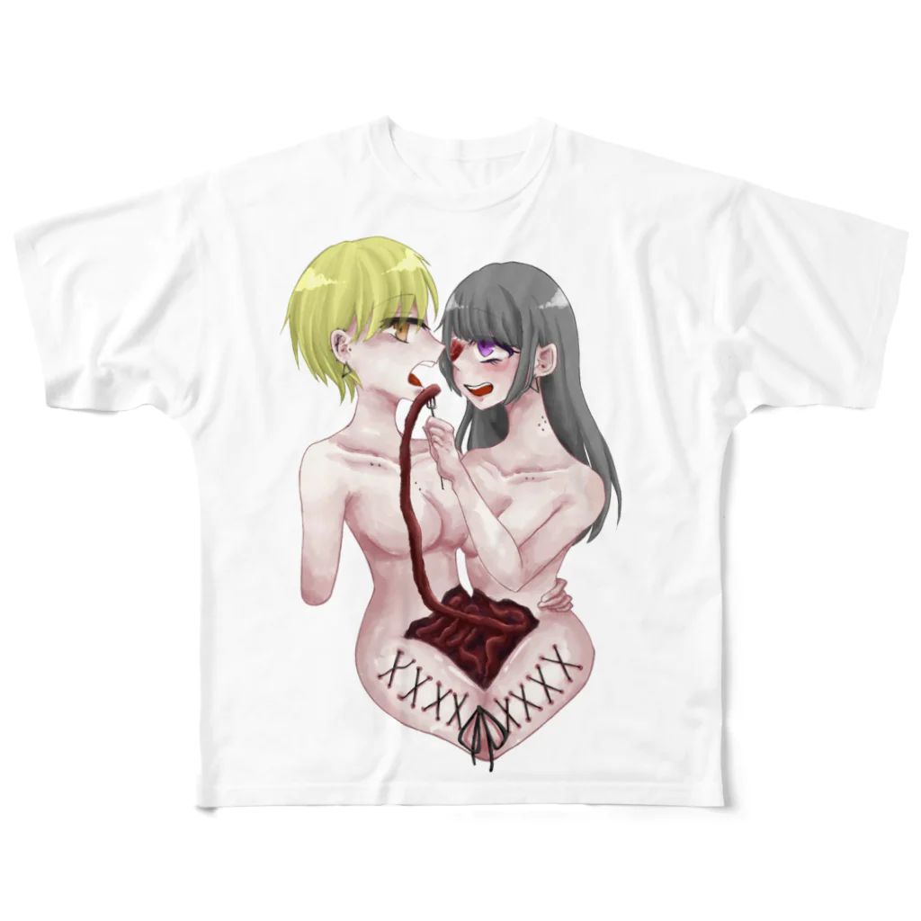 星野がれきの金髪×黒髪百合 フルグラフィックTシャツ