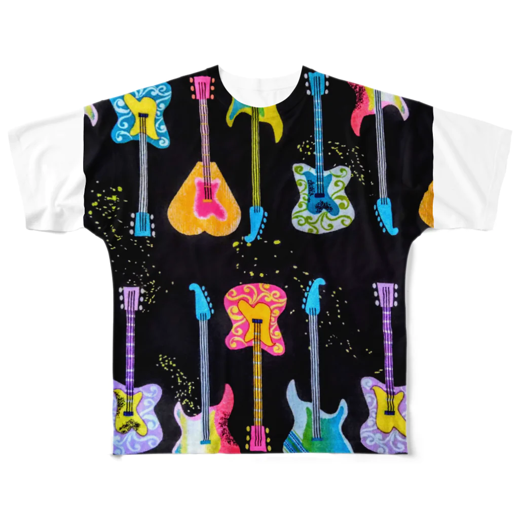 Rock★Star Guitar School 公式Goodsのサイケ🎸ギター フルグラフィックTシャツ