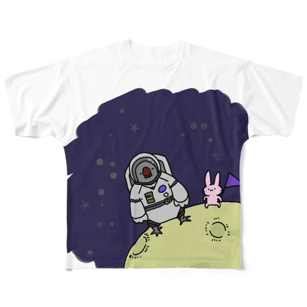 らじお堂の宇宙文鳥 フルグラフィックTシャツ