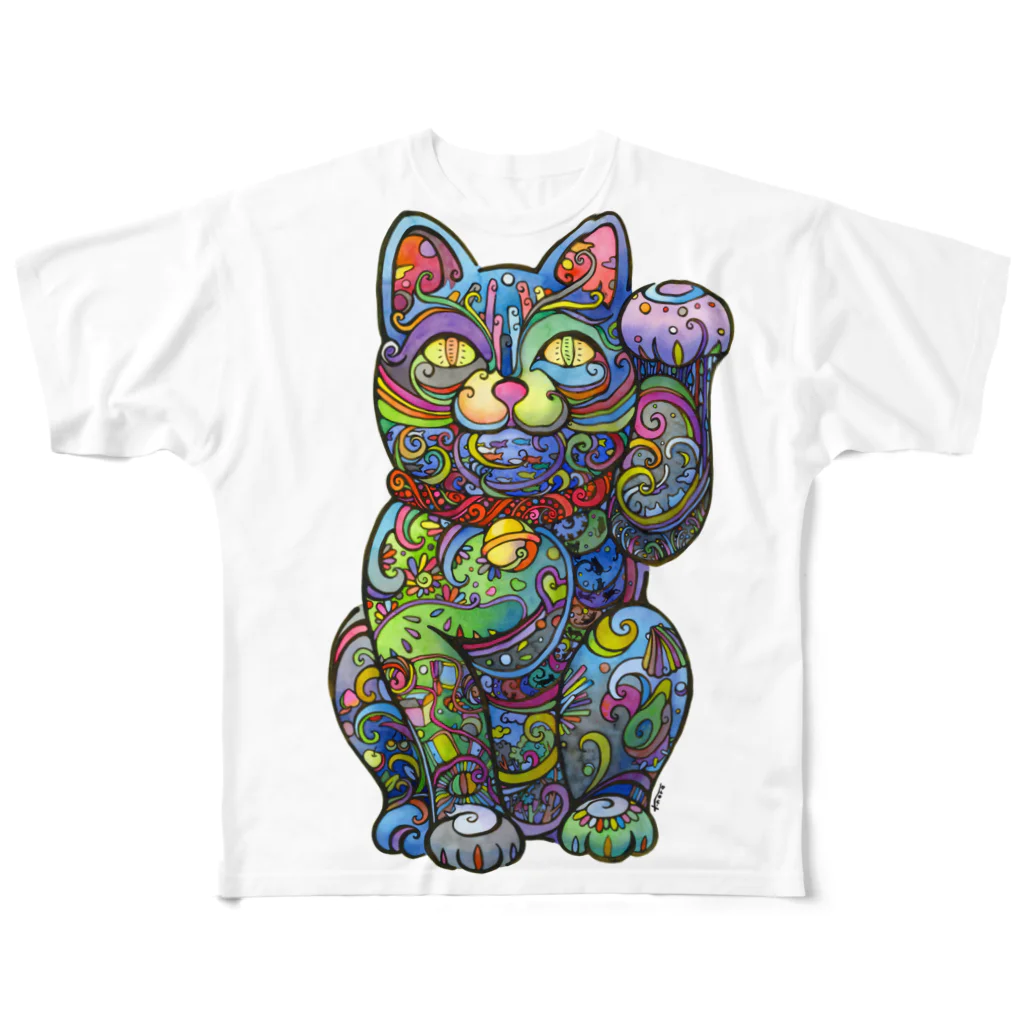 kachino-T-noraの招き猫 フルグラフィックTシャツ