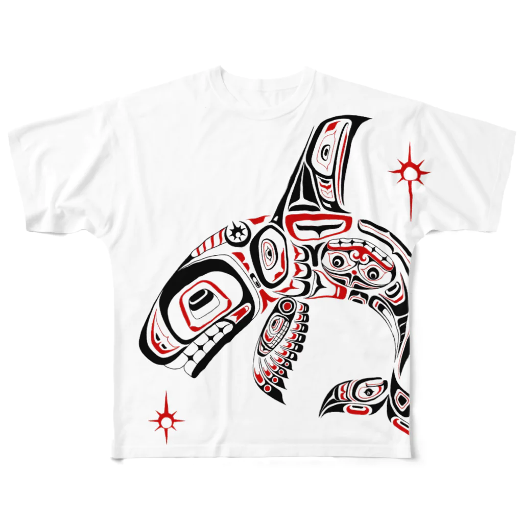 tyui_gb_s30のハイダトライバル-シャチ- / HaidaTribal-Killer Whale,Olca- All-Over Print T-Shirt