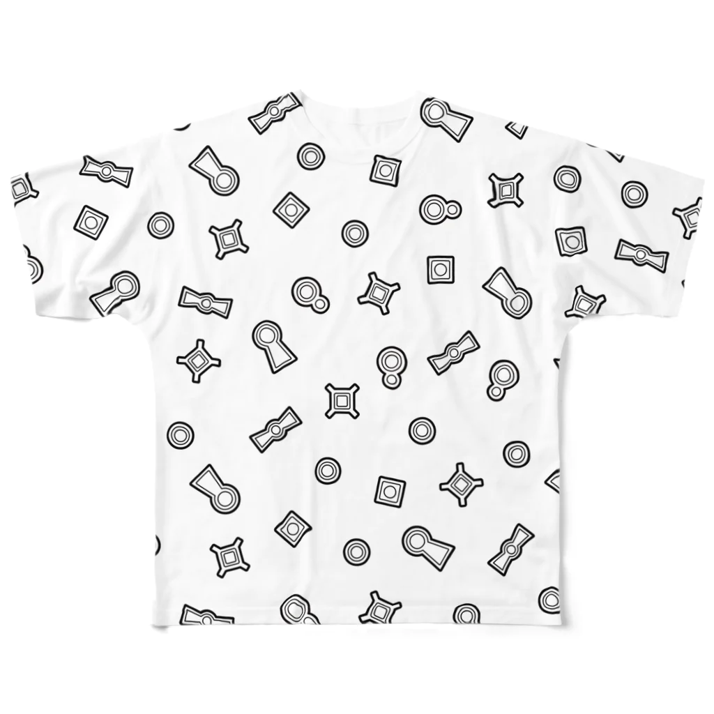 まろぽけっとのイロイロナ古墳（モノクロ） All-Over Print T-Shirt