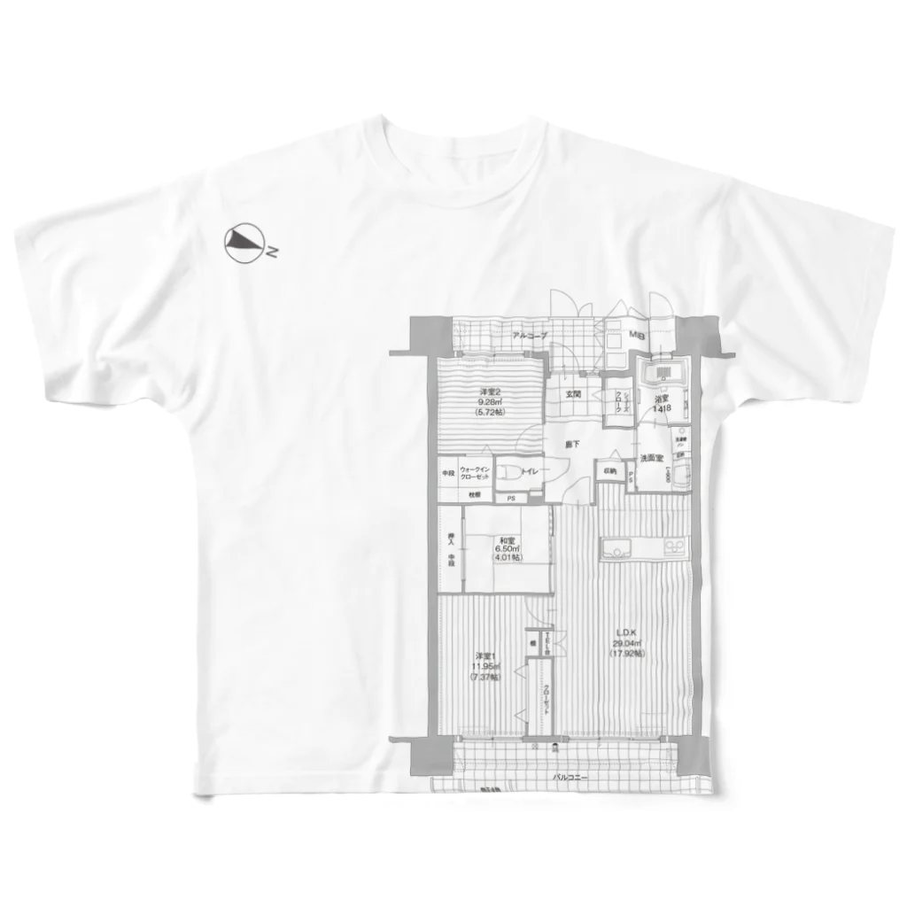 せやろがい！（office）の間取りズ♪ All-Over Print T-Shirt