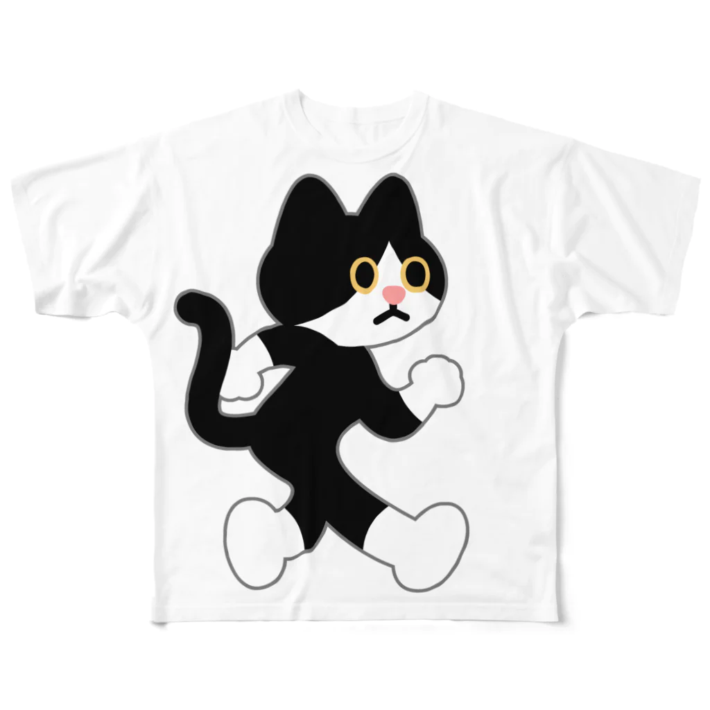 嶌星堂の飛び出し坊や猫 All-Over Print T-Shirt