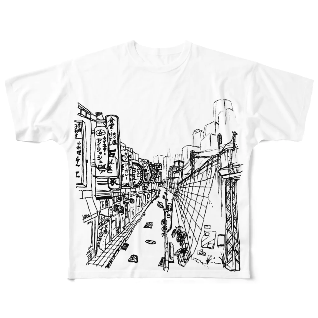 気ままに創作　よろず堂のまちなみ2 All-Over Print T-Shirt