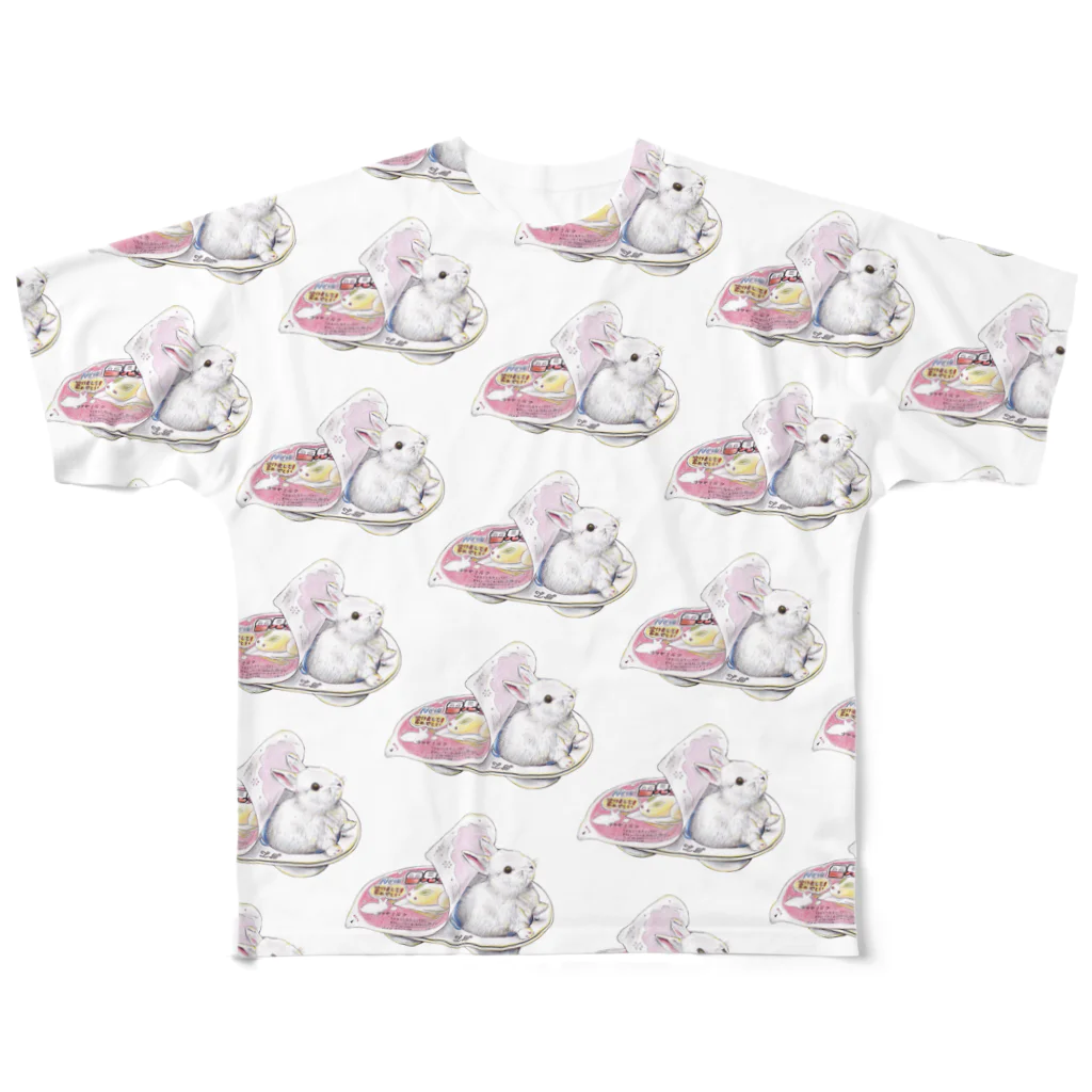 白石拓也の雪見うさぎがいっぱい！ All-Over Print T-Shirt