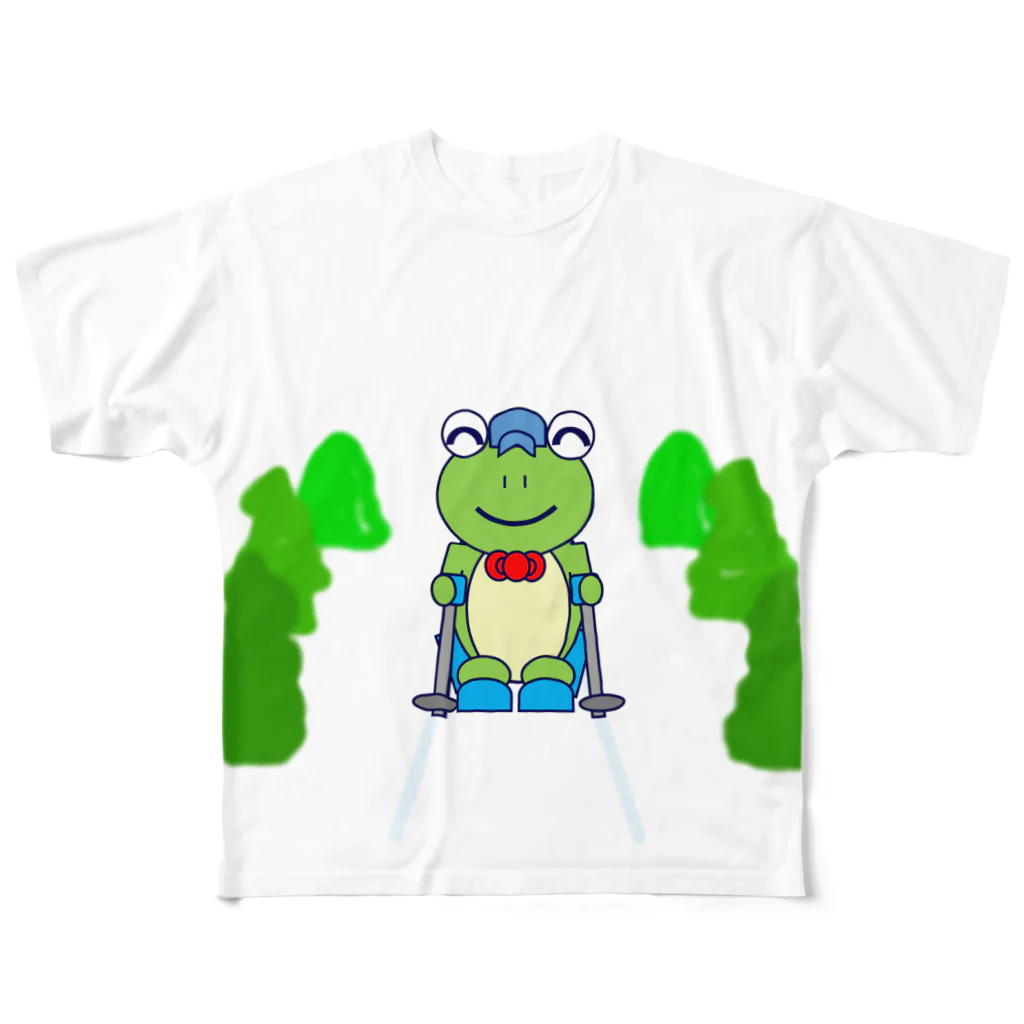 🐸かえるさんと仲間たち🐸のスキーとかえるさん All-Over Print T-Shirt