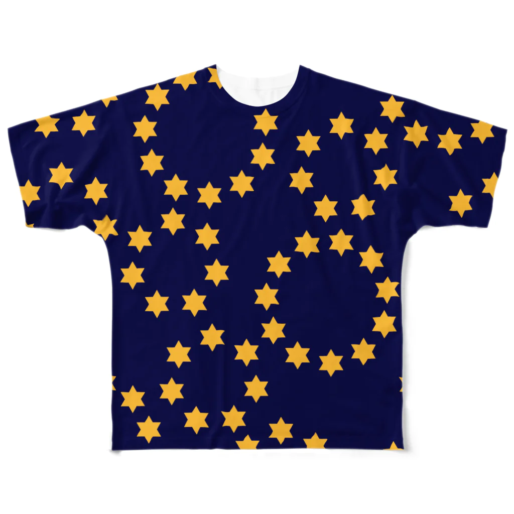 ミコハマの気ままSHOPの星環（両面/藍） All-Over Print T-Shirt