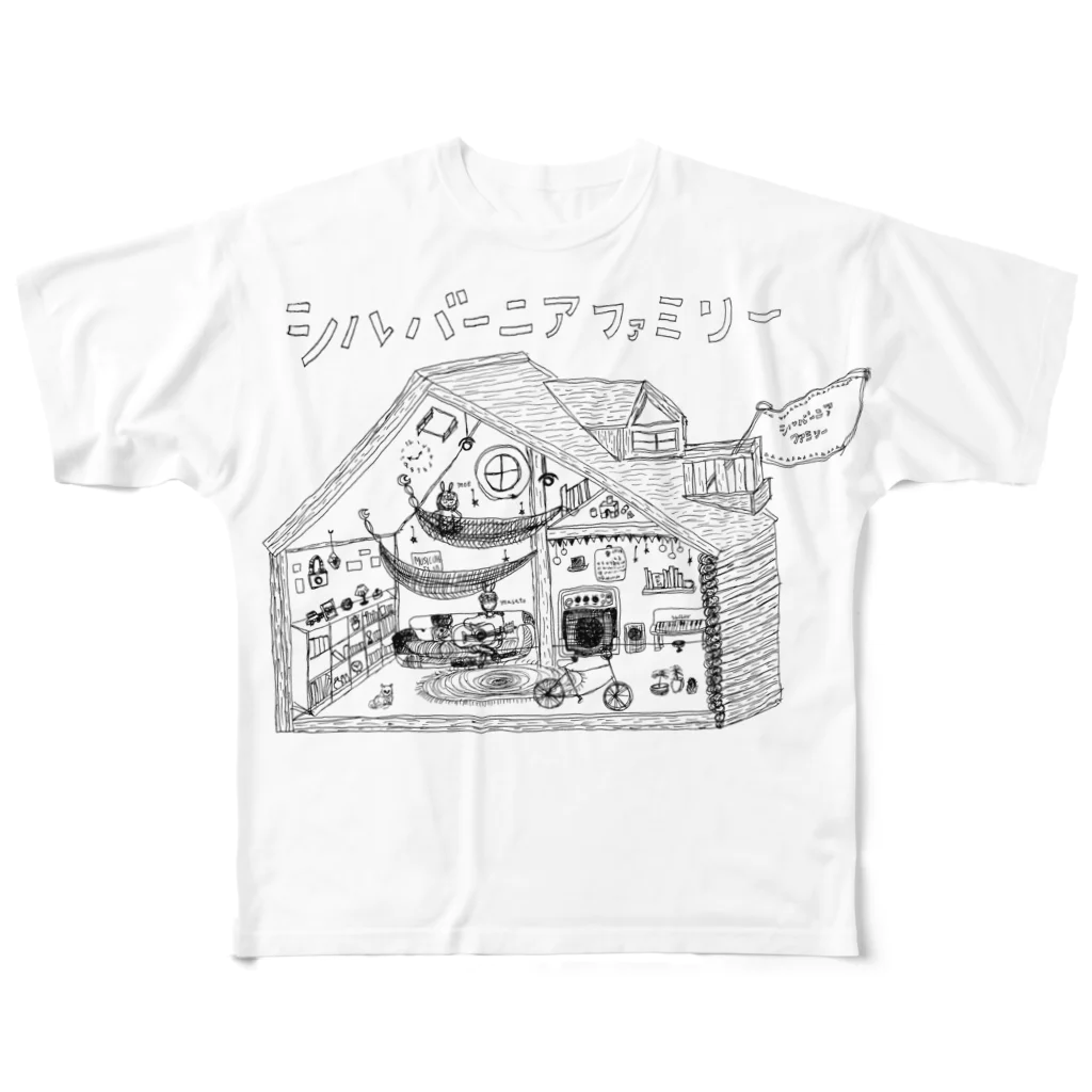 ショペジョンのシルバー フルグラフィックTシャツ