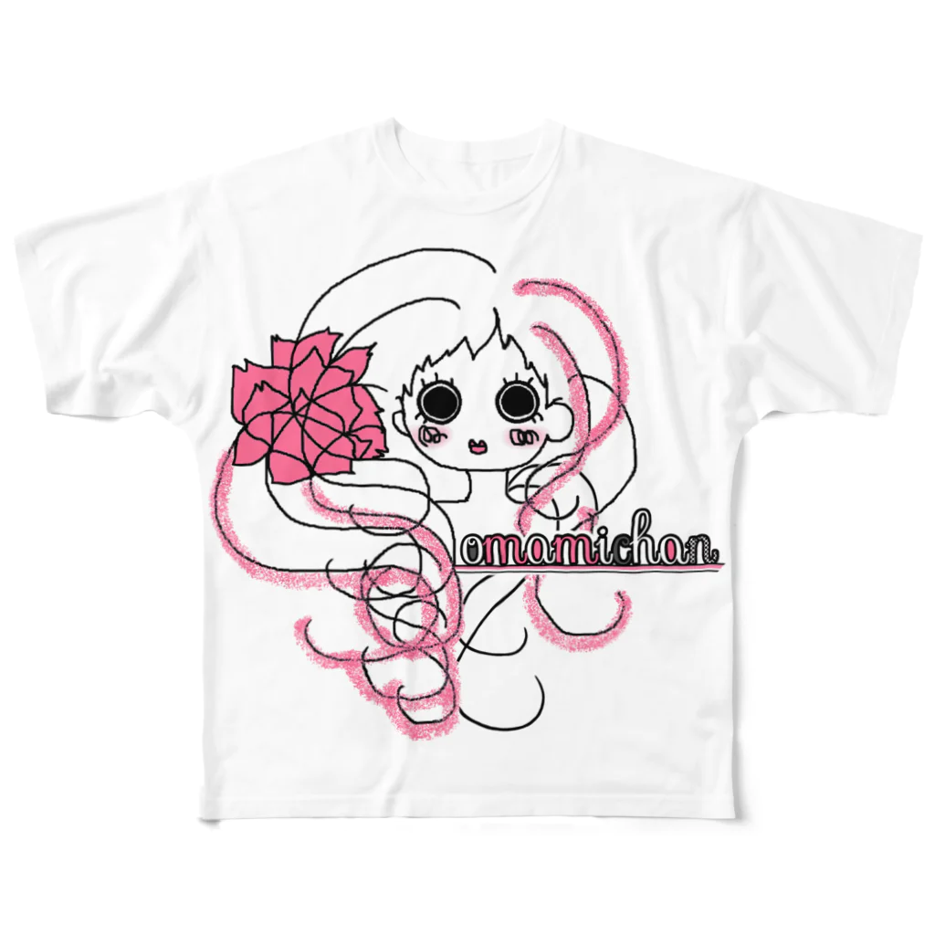 omamichanの花ガール フルグラフィックTシャツ