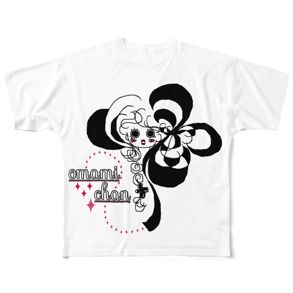 omamichanの四つ葉ガール(黒) All-Over Print T-Shirt