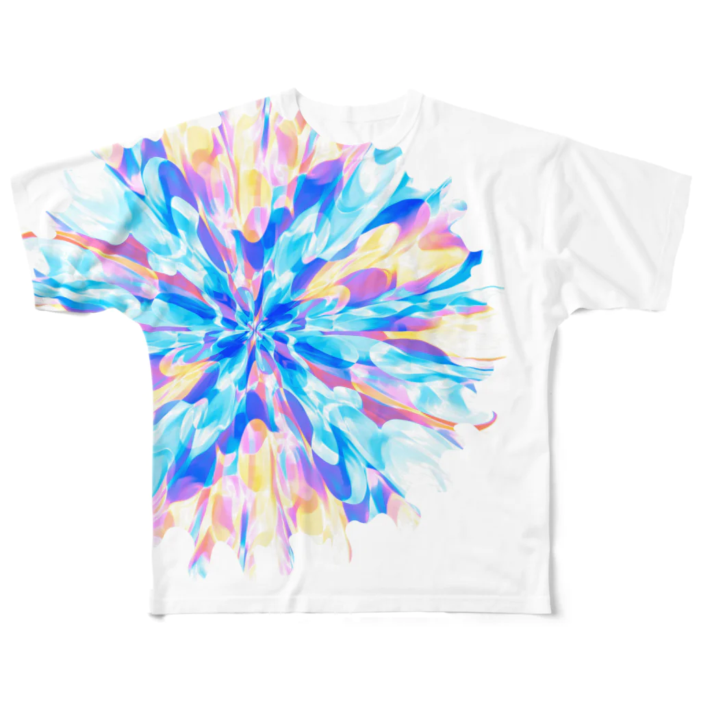 暇つぶしの色彩の雪の花 フルグラフィックTシャツ