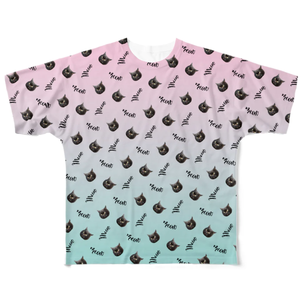 【公式】まるいねこのmeow 〜黒猫〜 All-Over Print T-Shirt