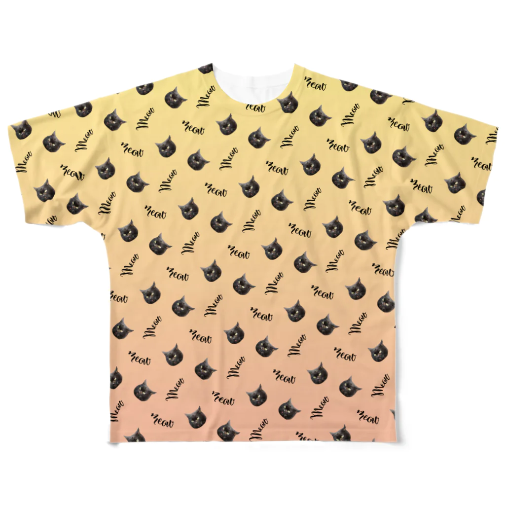 【公式】まるいねこのmeow 〜黒猫〜 All-Over Print T-Shirt