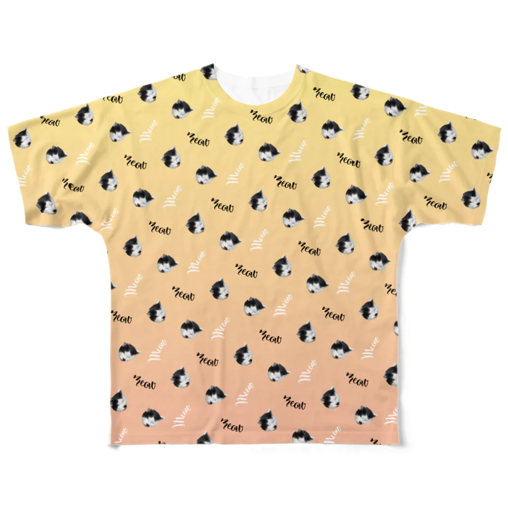 まるいねこのmeow ～白黒猫～ All-Over Print T-Shirt