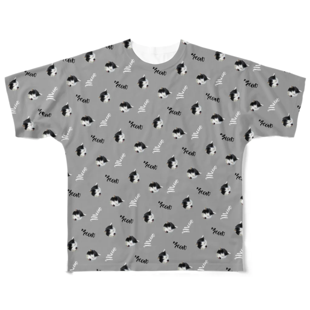 まるいねこのmeow ～白黒猫～ All-Over Print T-Shirt