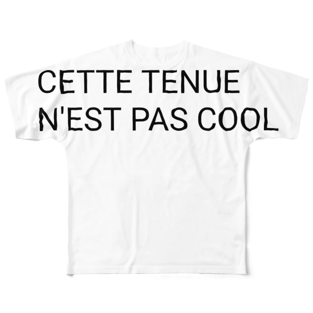 黒薔薇のフランス語でダサい服って書いてるやつ(黒文字) フルグラフィックTシャツ