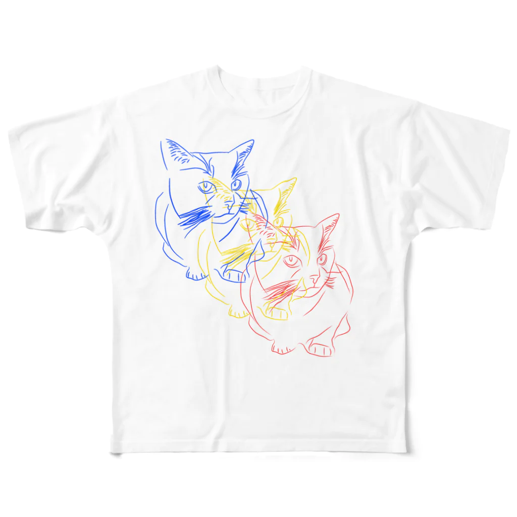 Kのデザインの三色猫 All-Over Print T-Shirt