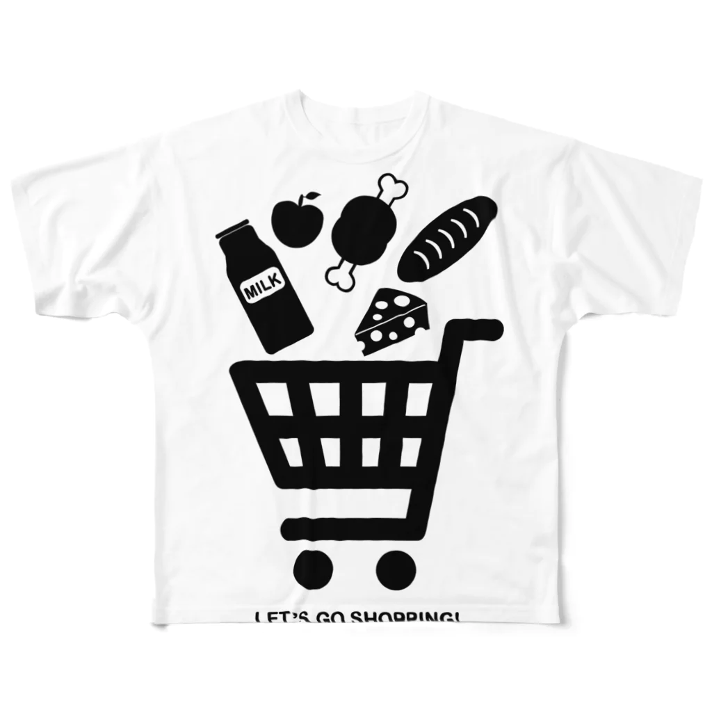 ネナシネコのショッピングカート フルグラフィックTシャツ