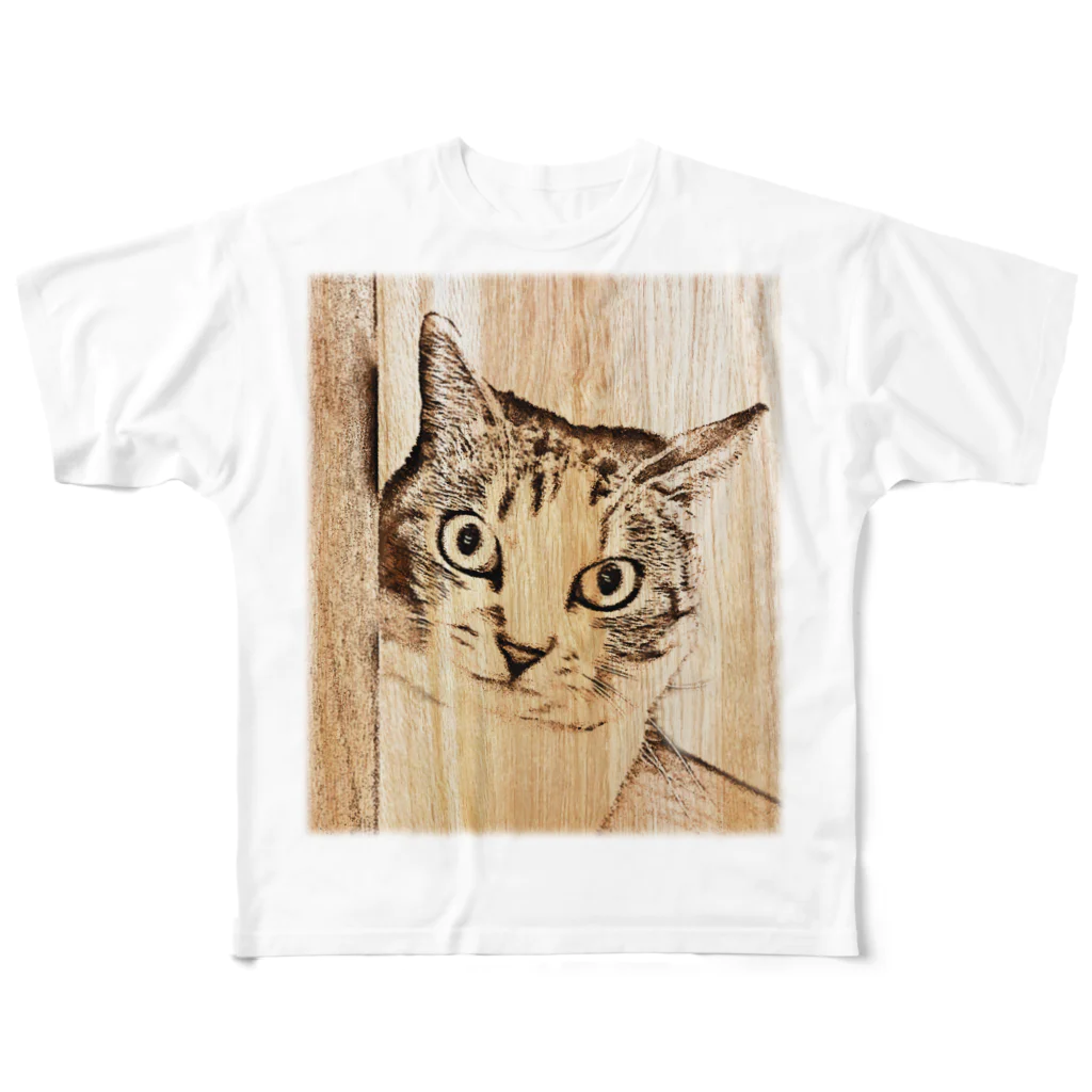 猫ねむりzzz..のスケッチ風の猫さん フルグラフィックTシャツ