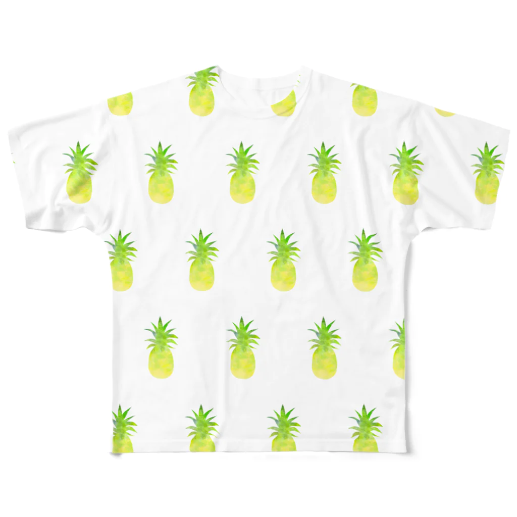  アートフラワーエマのクールパイナップルTシャツ All-Over Print T-Shirt