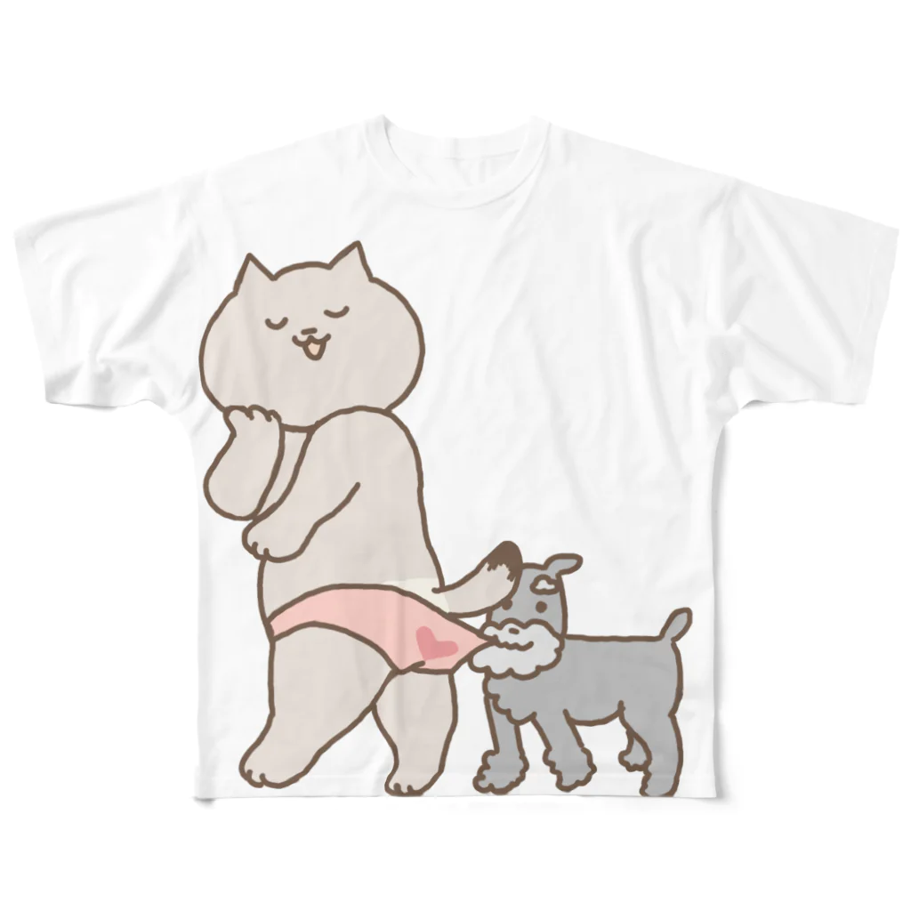 知ったかぶりのねこかぶりのにゃん子パトーン フルグラフィックTシャツ